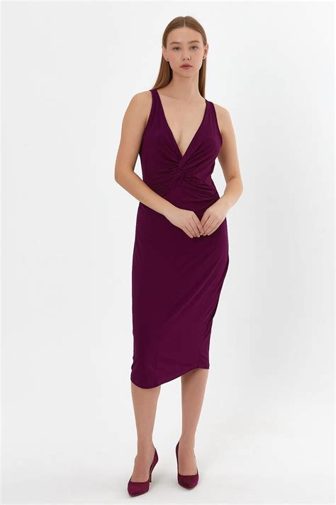 Knot Detailed Midi Dress | ALEXANDERGARDI