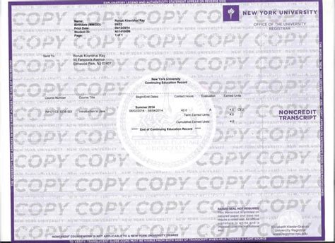 Image result for NYU Transcript