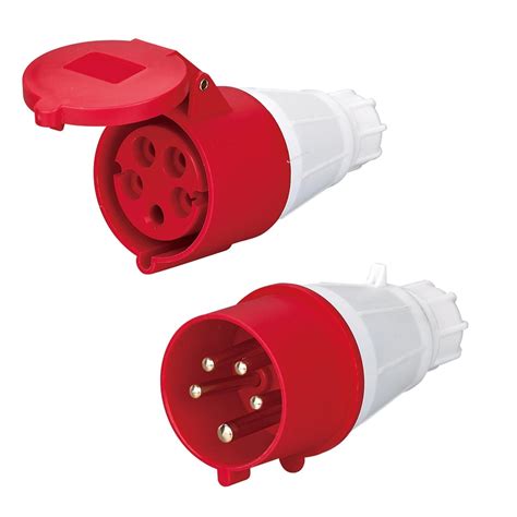 LEYDEN® 5 Pin, 32A, 220-440VAC, Industrial Panel Socket With Plug IP44 ...