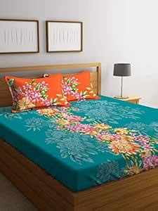 Portico York Vienna 210 TC Cotton Double Bedsheet with 2 Pillow Covers ...