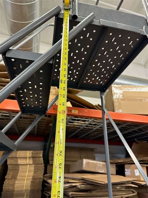 Rolling Steel Ladder 141 inches Total Height 11.75ft, 9 Steps plus Pla