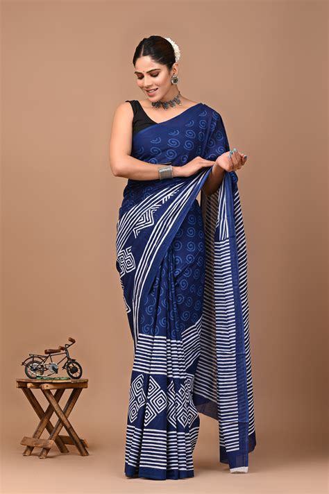 Printed Pure Cotton Mulmul Saree With Blouse – Jaipuria Apparels