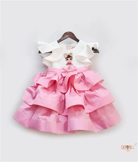 Off white Neoprene Pink Silk Frock for Girls – FayonKids