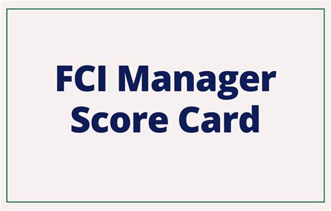 FCI Manager Score Card 2023, Phase 1 Marks and Score Card