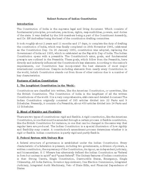 Salient features of Indian constitution assaignment politics - Salient ...