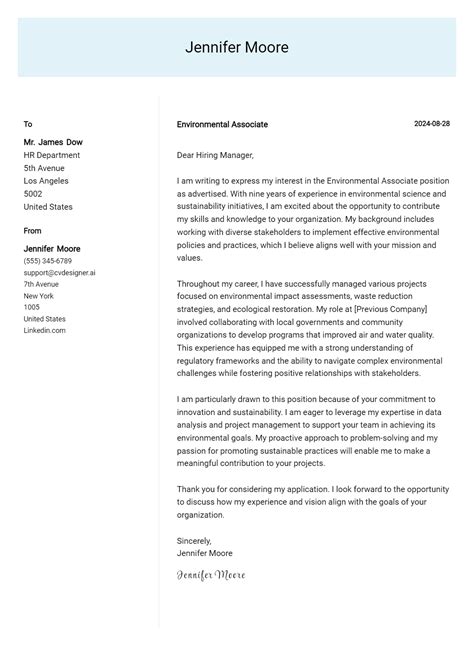 Environmental Science Cover Letter Examples 的图像结果