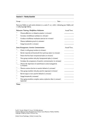 Fillable Online Session 9 Fidelity Checklist Fax Email Print - pdfFiller