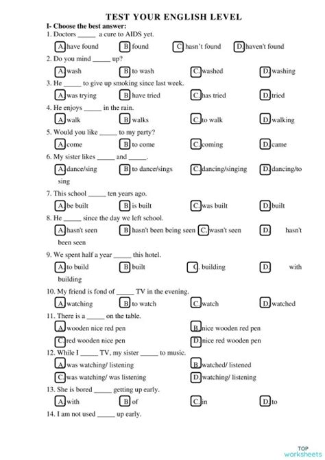 Image result for English Level Test Chart