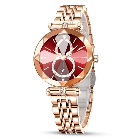 Buy Giordano Luxury Watch for Women – Round Diamond Cut Glass Dial ...