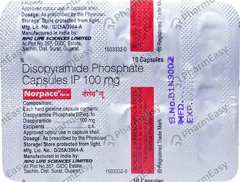Buy Norpace 100 MG Capsule (10) Online at Flat 15% OFF | PharmEasy