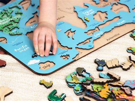 World map puzzle for kids Wooden puzzle Montessori learning | Etsy
