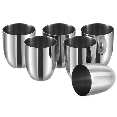 Buy Kraft Premium Stainless Steel Glass Set of 6-350ml Each | Mirror ...