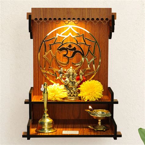 Ekhasa Wooden Pooja Mandir Wall Mounted | God Temple for Home | Puja ...
