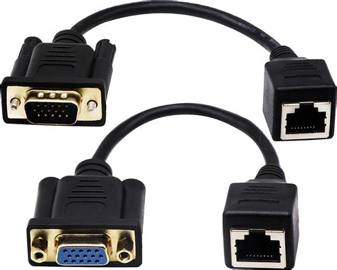 CGTime RJ45 to VGA Cable, VGA 15-Pin Port Female&Male to RJ45 Female ...