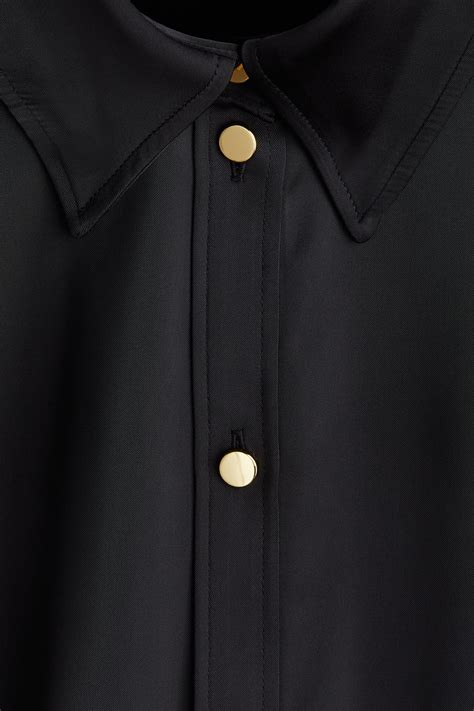 Satin shirt - Black - Ladies | H&M IN