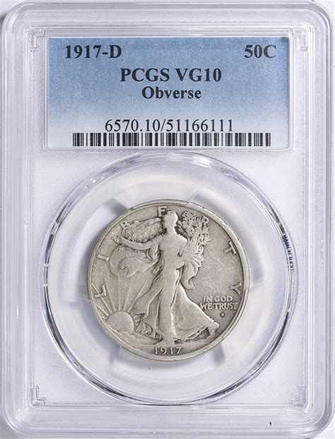 1917-D Walking Liberty Half Dollar Obverse Mintmark PCGS VG-10 (Item ...