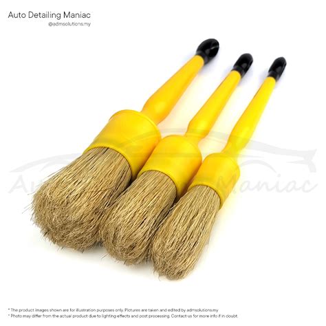 Boar Hair Detailing Brush Set (Natural) Soft Gentle Detail Cleaning ...