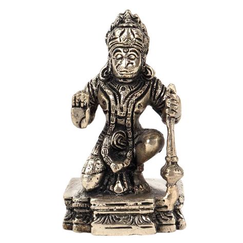 Brass Blessing Lord Hanuman Statue Sitting Position
