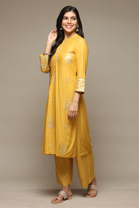 Yellow Rayon Straight Kurta Palazzo 2 Piece Set