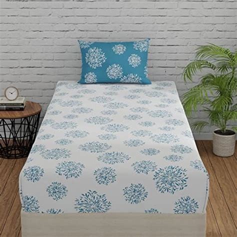 Huesland by Ahmedabad Cotton 144 TC Cotton Bedsheet for Double Bed with ...