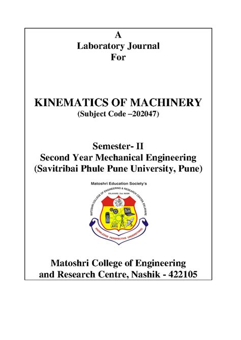 KOM II Lab manual for kinematics of machinery - 2019 final exam - Studocu