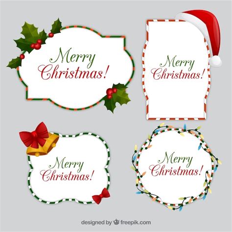 Pack of pretty christmas frames | Free Vector