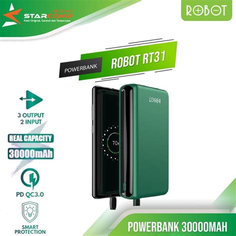 Robot PowerBank RT31 30000mAh 3 Output 2 Input Original | Lazada Indonesia