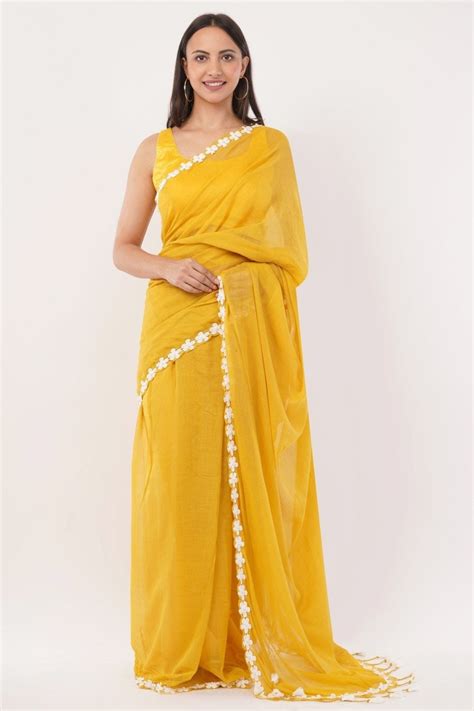 Buy Yellow Sarees – Silk, Cotton & Organza | Indidha