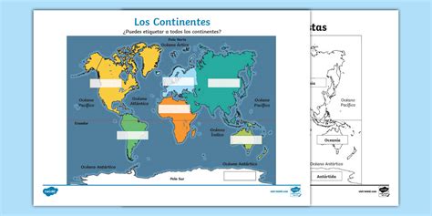 Ficha de actividad: Los continentes (teacher made) - Twinkl