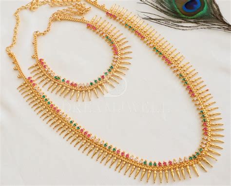 DREAMJWELL - Beautiful Gold Tone Cz Pink-green Mulla Mottu Designer Co ...