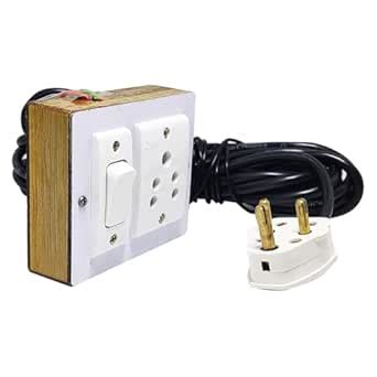 SKYWELL Wooden Body 1 Plug 1 Switch Switchboard with 0.75Sq mm 3Core ...
