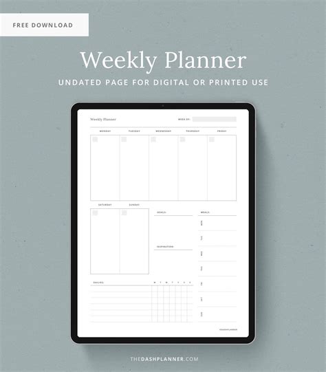 Goodnotes Weekly Planner Template Free - Printable Word Searches