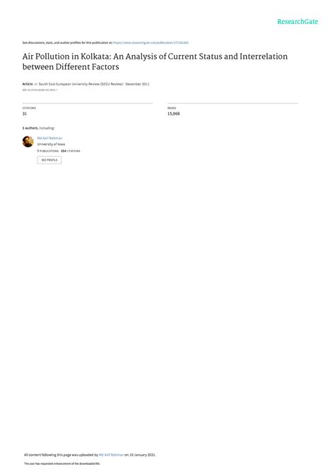 18578462- Seeureview Air Pollutionin Kolkata An Analysisof Current ...