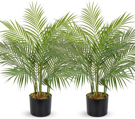 Amazon.com: Artificial Areca Palm Plant 2.5 Ft Lifelike Plastic Leaves ...