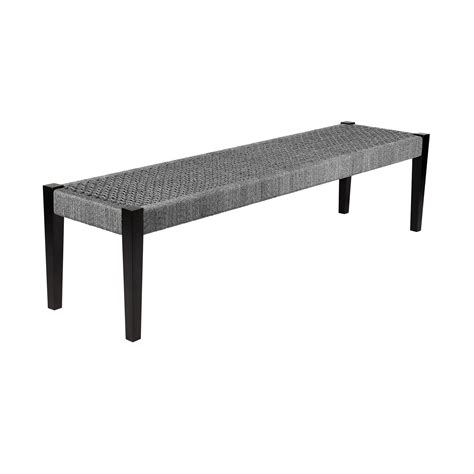 Armen Living Wood Dining Bench, Camino Indoor Outdoor in Gray, Weather Resistant Eucalyptus ...
