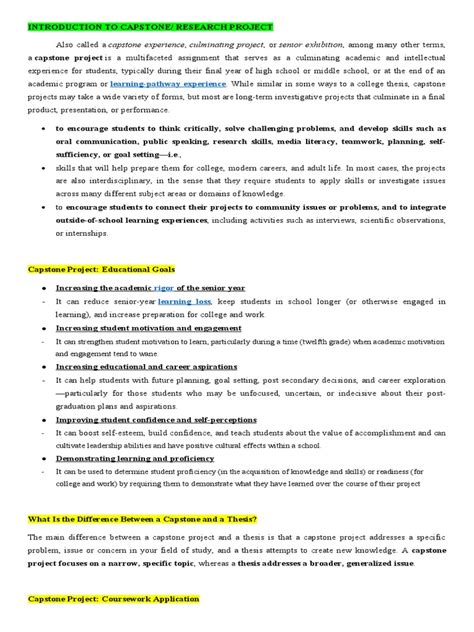 Introduction To Capstone | PDF | Thesis | Psychological Concepts