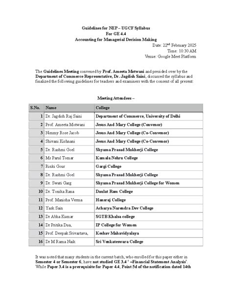 Guidelines for Managerial Decision Making GE 4.4 Syllabus Meeting ...