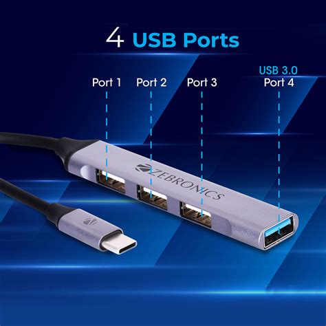 Zebronics TA200U - 4 in 1 USB Type C Multiport Adapter