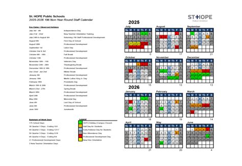 Non-Year Round Staff Calendar - St. Hope Public Schools