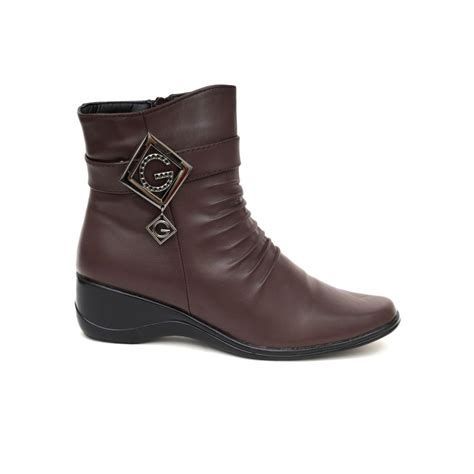 Buy SHUZ TOUCH Wedges Heels Ankle Brown Boots Online