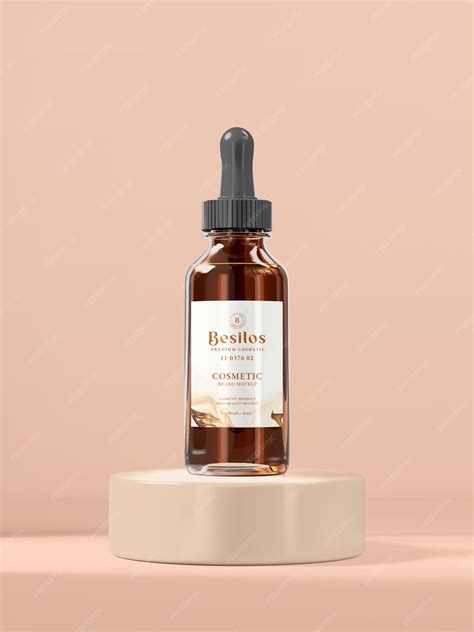 Premium PSD | Amber glass essential oil bottle branding mockup