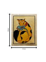 Buy Handmade Cat with Prey in Kalighat by Sonali Chitrakar Online