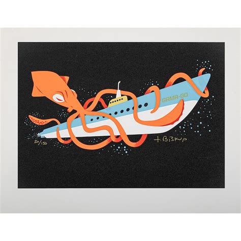 Tim Biskup: Giant Squid Ship serigraph | tomenosuke