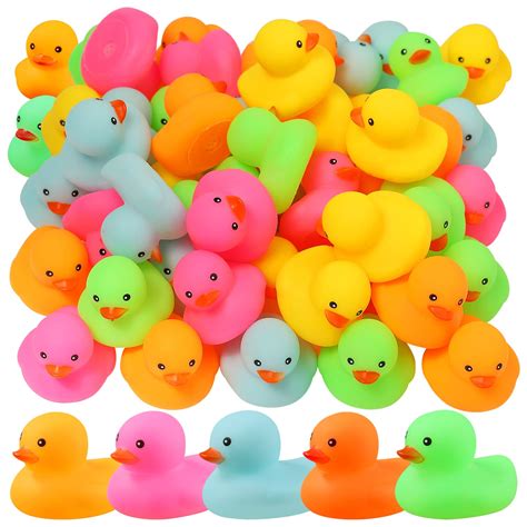 Snapklik.com : 100 Pack Multicolor Mini Rubber Duck Bath Toy Colored ...