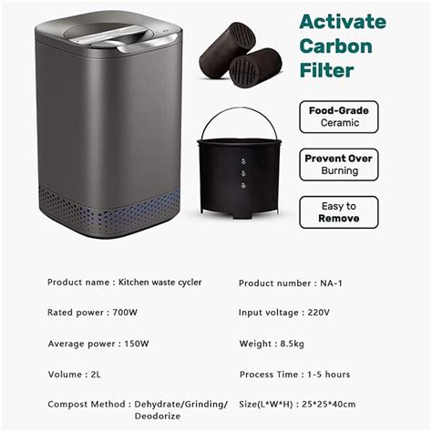 DOENUUB Smart Kitchen Compost Bin, 2.5L Automatic Food Waste India | Ubuy