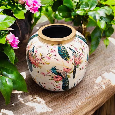 Buy The Artage Metal Decorative Flower Vase with Peacock Design|Floral ...