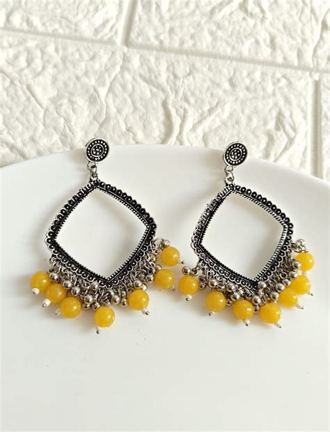 Yellow Square Beaded Jhumka Base – Fzcraftsupplies