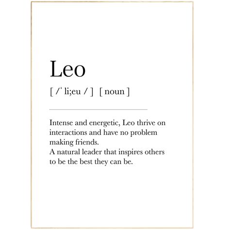 Leo Definition Prints | 98 Unique Zodiac Signs Posters – 98types