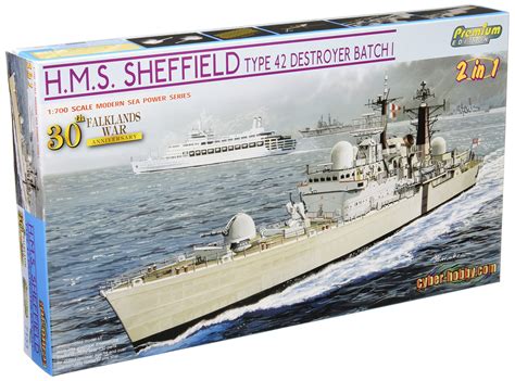 Buy HMS Sheffield (D80) Batch 1 Type 42 Destroyer - 1:700 Plastic Kit ...