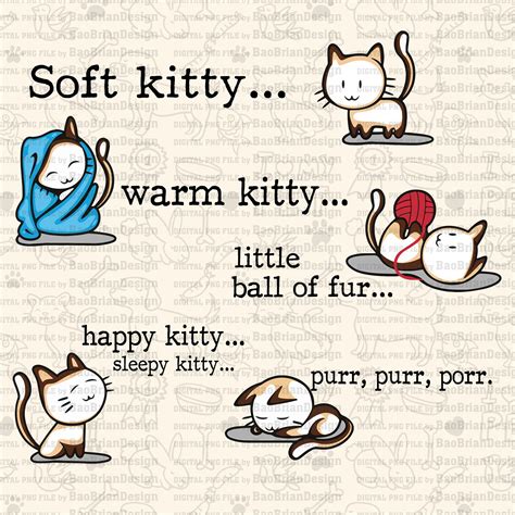 Soft Kitty Warm Kitty Little Ball of Fur Happy Kitty, Sleepy Kitty PNG ...